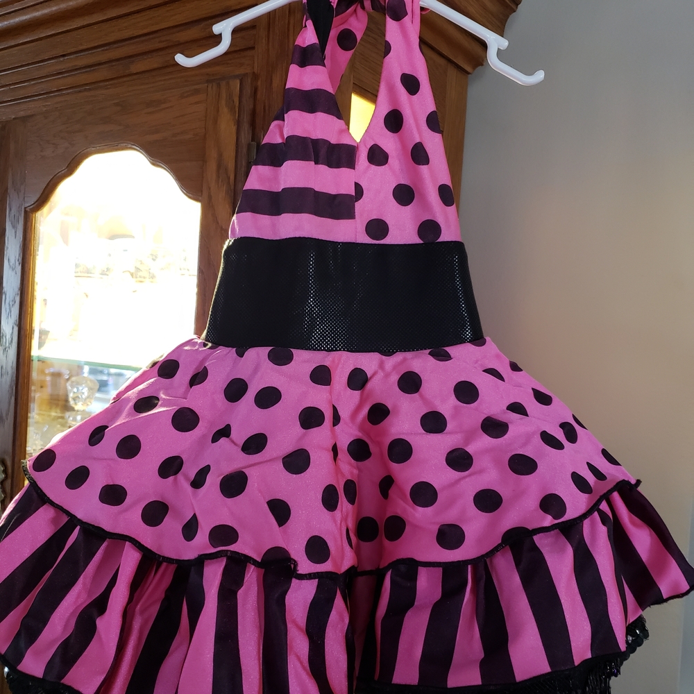 Charming Pink Polka Dot Kids Dance Costume